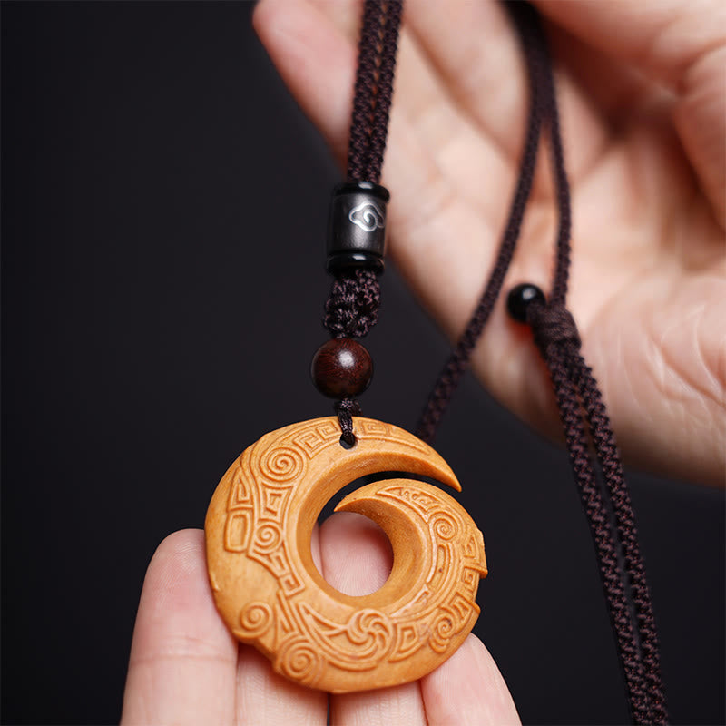 Buddha Stones黒檀 白檀 運気アップ デザイン柄 平和 ネックレス ペンダント