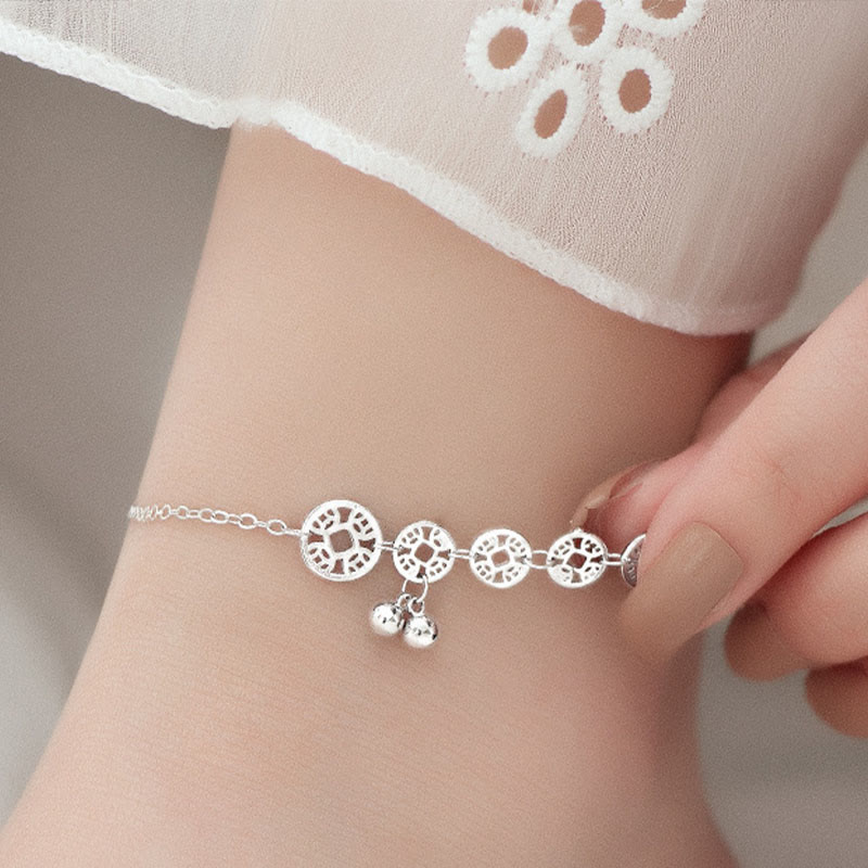 Buddha Stones925 スターリングシルバー 銅貨 ベル 保護金属アンクレット - image 9