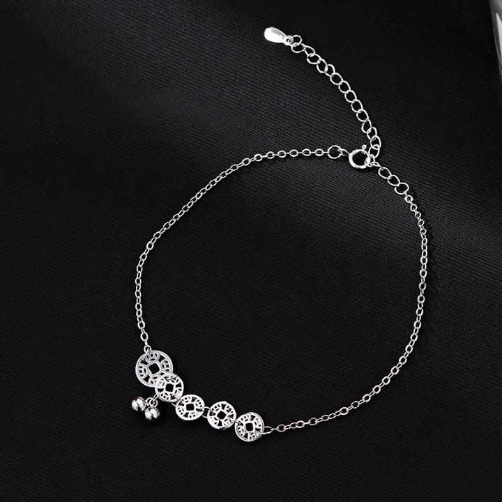 Buddha Stones925 スターリングシルバー 銅貨 ベル 保護金属アンクレット - image 1