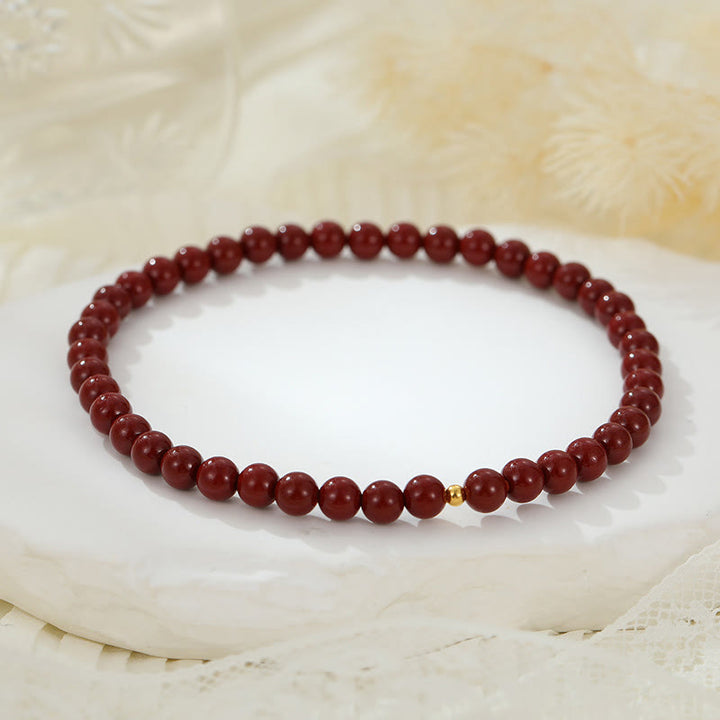Buddha Stones925 スターリングシルバー 辰砂ビーズ 祝福アンクレット