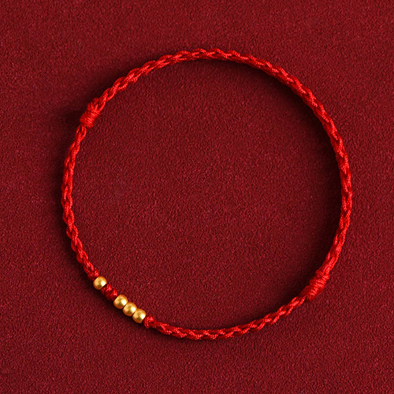 Buddha Stones999 ゴールドビーズ 幸運 編み込み 守護 カップルブレスレット - image 1