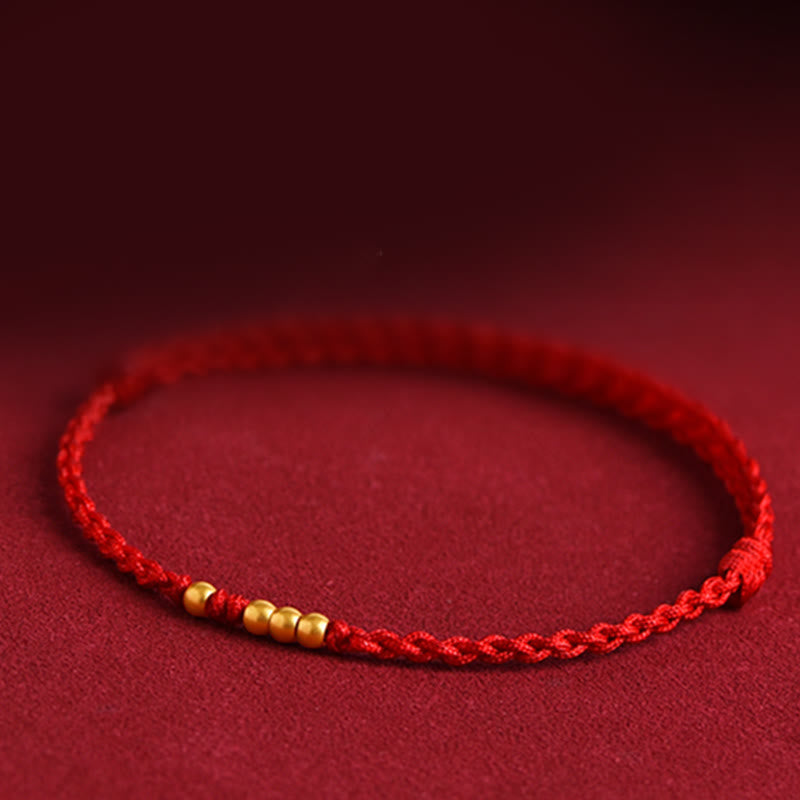 Buddha Stones999 ゴールドビーズ 幸運 編み込み 守護 カップルブレスレット - image 3
