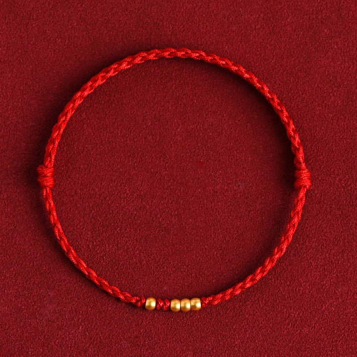 Buddha Stones999 ゴールドビーズ 幸運 編み込み 守護 カップルブレスレット - image 2