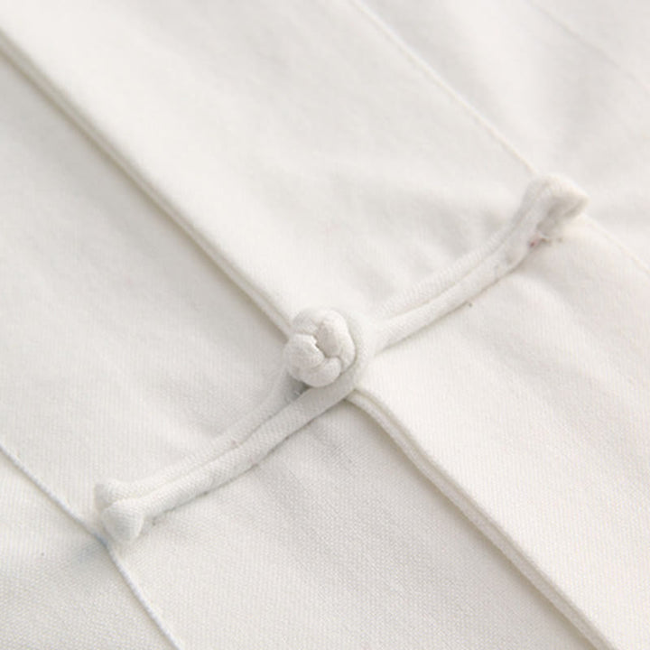 Buddha Stones中国風 カエルボタン 唐装 メンズ 半袖 コットンシャツ ポケット付き - image 3