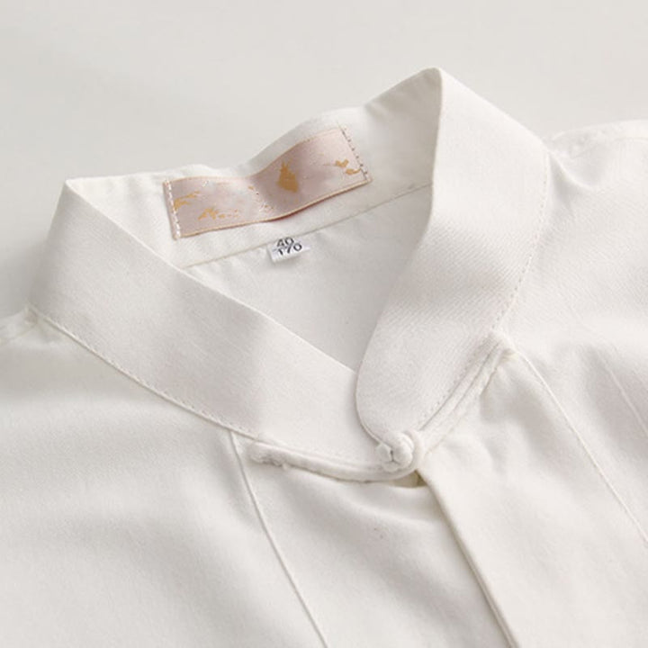 Buddha Stones中国風 カエルボタン 唐装 メンズ 半袖 コットンシャツ ポケット付き - image 2