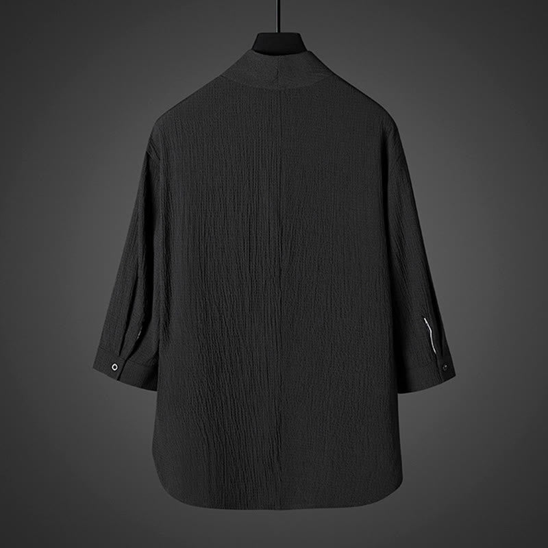 Buddha Stonesカジュアル Vネック 七分袖 メンズシャツ - image 6