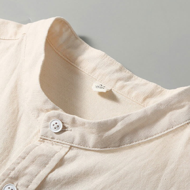 Buddha Stonesサマー メンズ 半袖 ボタンダウン コットンリネンシャツ - image 7