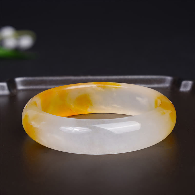 Buddha Stonesイエローカルセドニー ハーモニー ポジティブブレスレット バングル - image 1