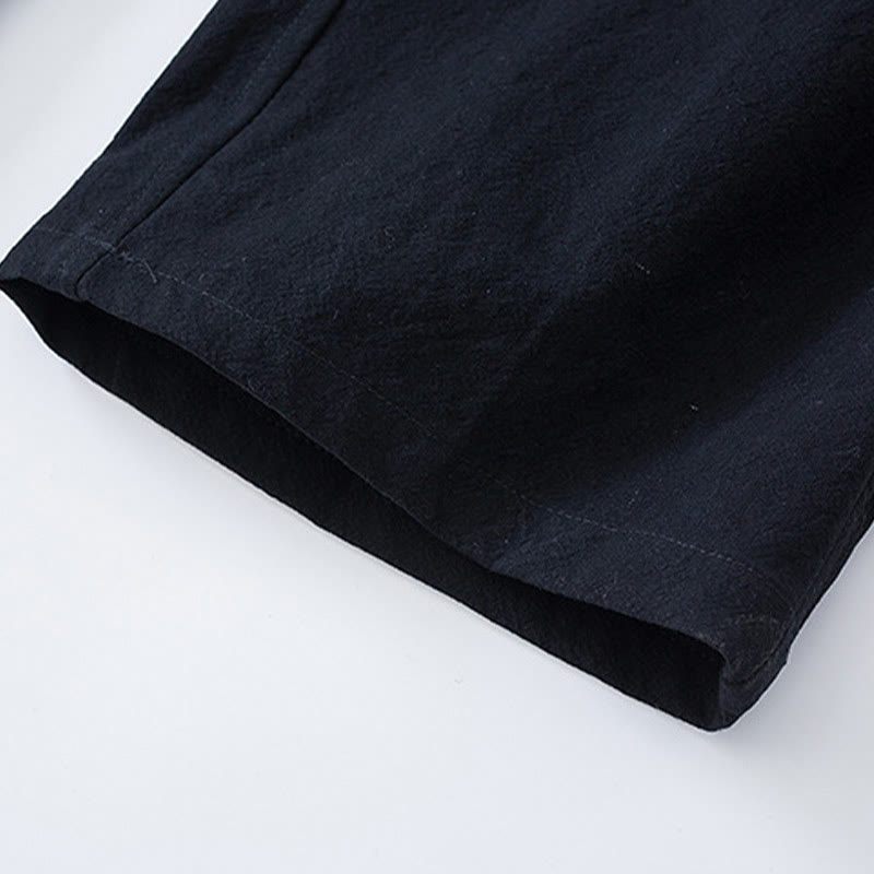 Buddha Stones伝統蛙ボタン唐装綿半袖トップスパンツ服メンズセット - image 12