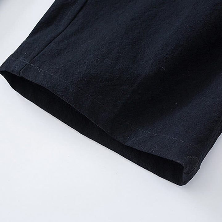 Buddha Stones伝統蛙ボタン唐装綿半袖トップスパンツ服メンズセット - image 12