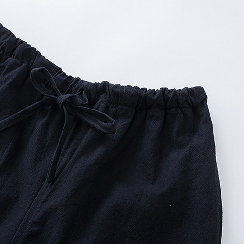 Buddha Stones伝統蛙ボタン唐装綿半袖トップスパンツ服メンズセット - image 11