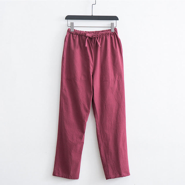 Buddha Stonesメンズ 無地 コットンリネン カジュアル ドローストリング パンツ ポケット付き - ライトコーラル - US/UK/AU44、 EU54 (4XL)  - image 10