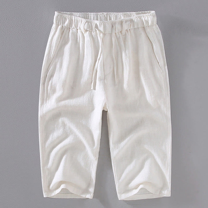 Buddha Stonesメンズ 無地 ラミーリネン ドローストリング クロップドパンツ ポケット付き - 白 - US/UK/AU42、 EU52 (3XL)  - image 9