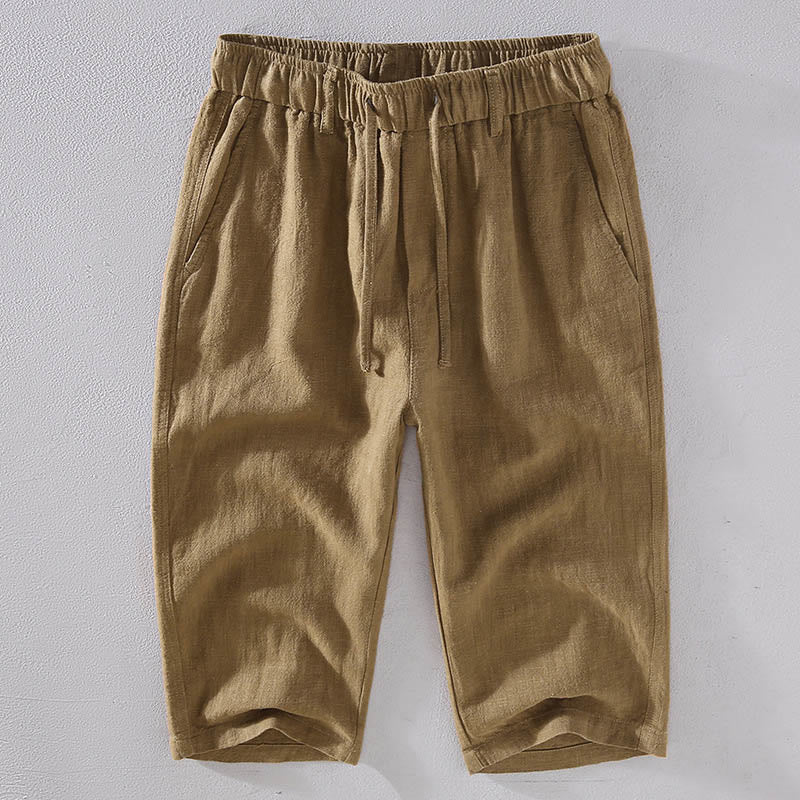 Buddha Stonesメンズ 無地 ラミーリネン ドローストリング クロップドパンツ ポケット付き - バーリーウッド - US/UK/AU42、 EU52 (3XL)  - image 12