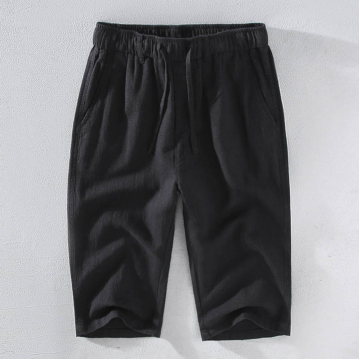 Buddha Stonesメンズ 無地 ラミーリネン ドローストリング クロップドパンツ ポケット付き - 黒 - US/UK/AU42、 EU52 (3XL)  - image 10