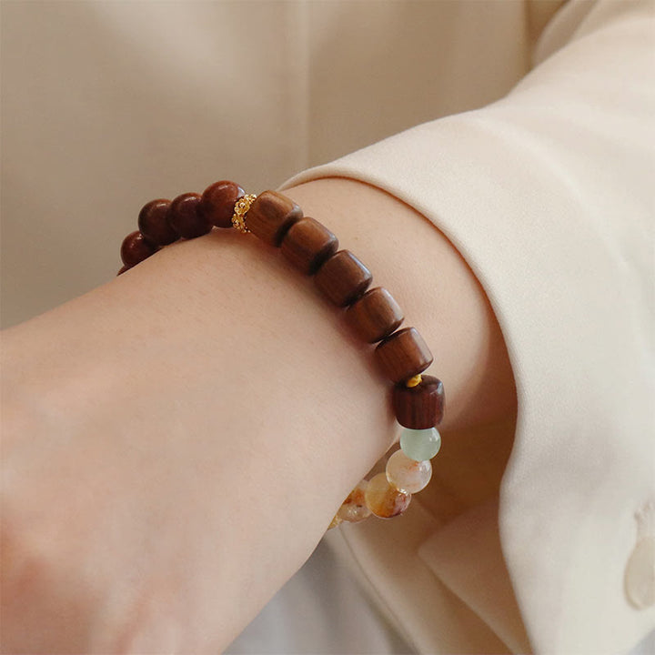 Buddha Stones、サンダルウッド、ローズウッド、シトリンの守護ブレスレット
