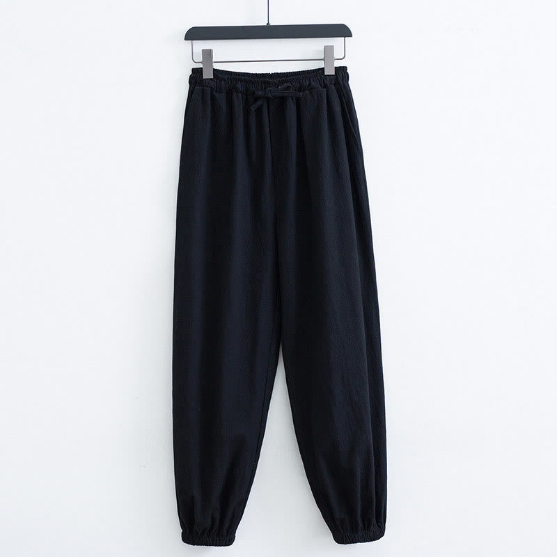 Buddha Stones無地コットンリネンカジュアルメンズハーレムパンツ（ポケット付き） - image 1