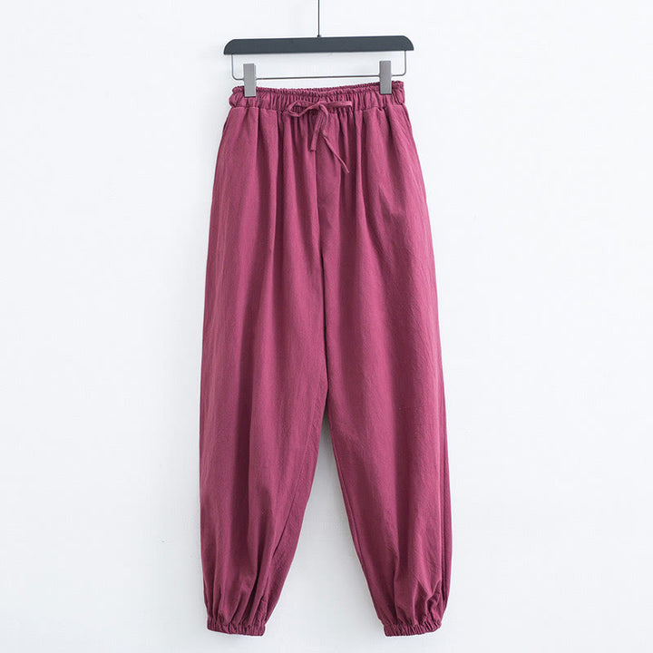 Buddha Stones無地コットンリネンカジュアルメンズハーレムパンツ（ポケット付き） - ライトコーラル - US/UK/AU44、 EU54 (4XL) - image 11