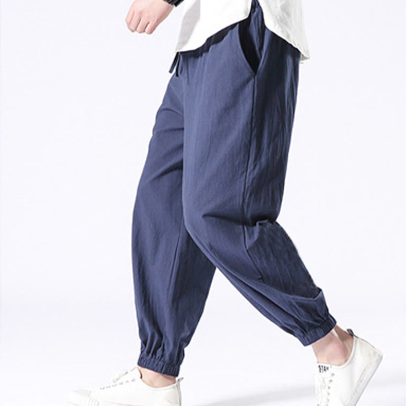 Buddha Stones無地コットンリネンカジュアルメンズハーレムパンツ（ポケット付き） - image 10