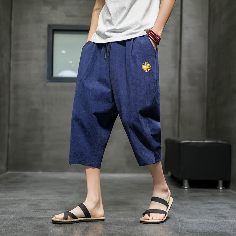 Buddha Stonesメンズ 夏用 ドローストリング クロップドパンツ ポケット付き - スチールブルー - US/UK/AU44、EU54（5XL） - image 0
