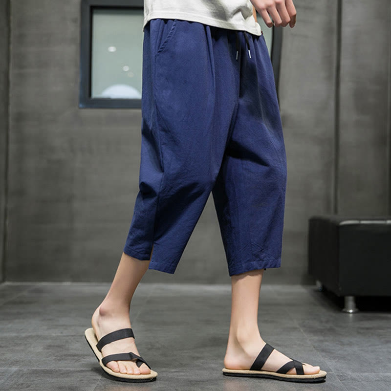 Buddha Stonesメンズ 夏用 ドローストリング クロップドパンツ ポケット付き - image 3