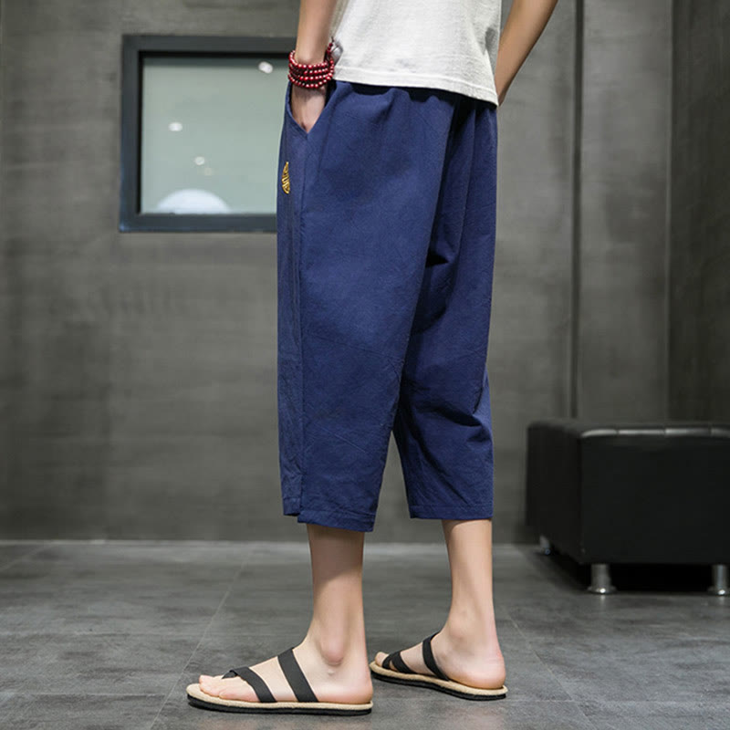 Buddha Stonesメンズ 夏用 ドローストリング クロップドパンツ ポケット付き - image 2