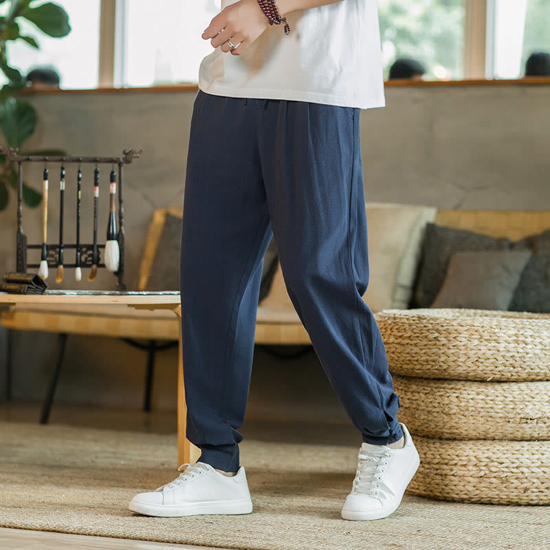 Buddha Stonesサマープレーン メンズ コットンリネン テーパードパンツ ポケット付き - スチールブルー - US/UK/AU48、 EU58(5XL)  - image 28