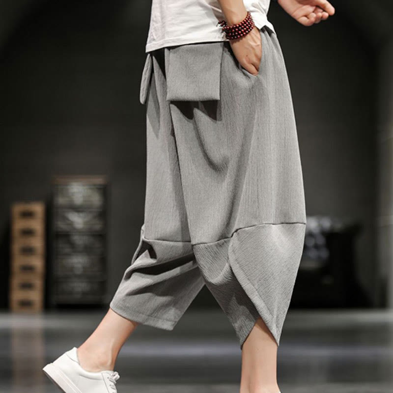 Buddha Stonesサマーソリッド メンズ クロップドパンツ ポケット付き - image 3