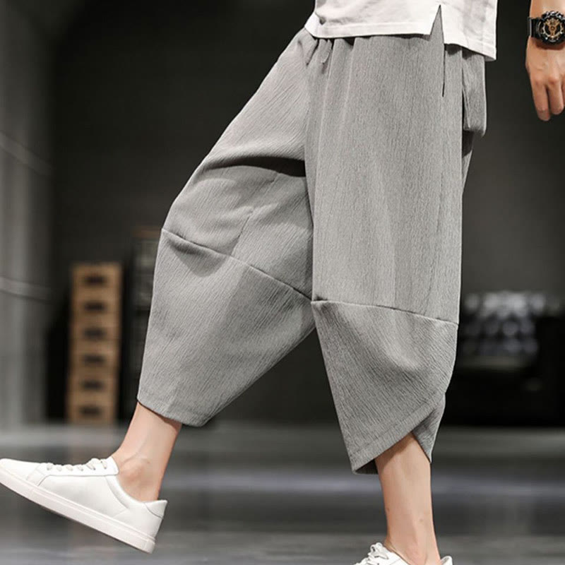 Buddha Stonesサマーソリッド メンズ クロップドパンツ ポケット付き - ライトグレー - US/UK/AU46、 EU56 (5XL)  - image 0