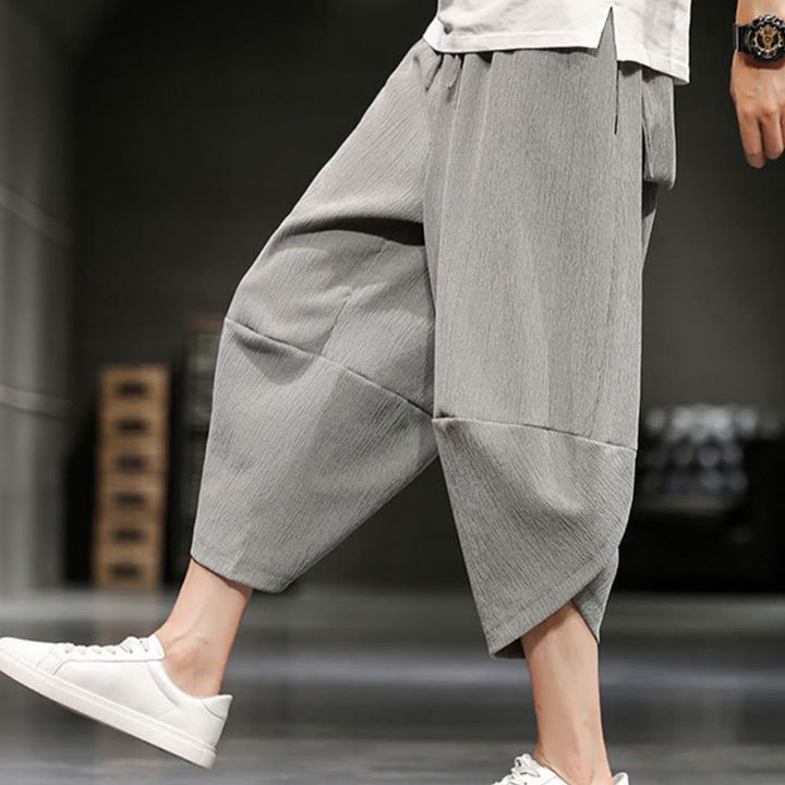 Buddha Stonesサマーソリッド メンズ クロップドパンツ ポケット付き - ライトグレー - US/UK/AU46、 EU56 (5XL)  - image 0