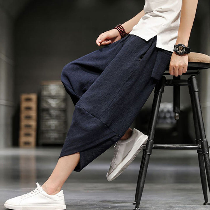 Buddha Stonesサマーソリッドメンズコットンリネンクロップドパンツ（ポケット付き） - image 21