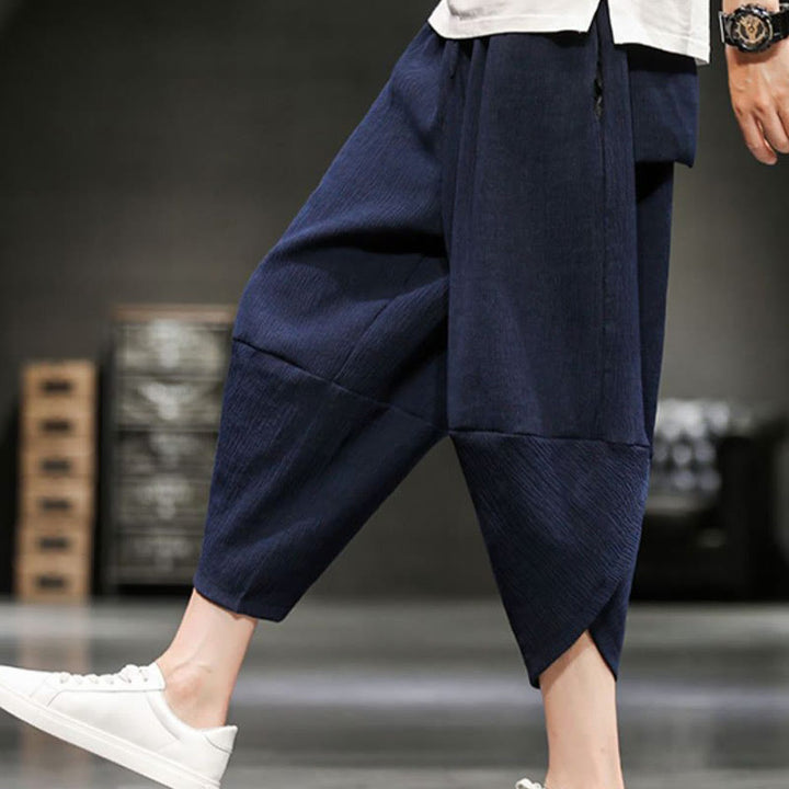 Buddha Stonesサマーソリッドメンズコットンリネンクロップドパンツ（ポケット付き） - image 22