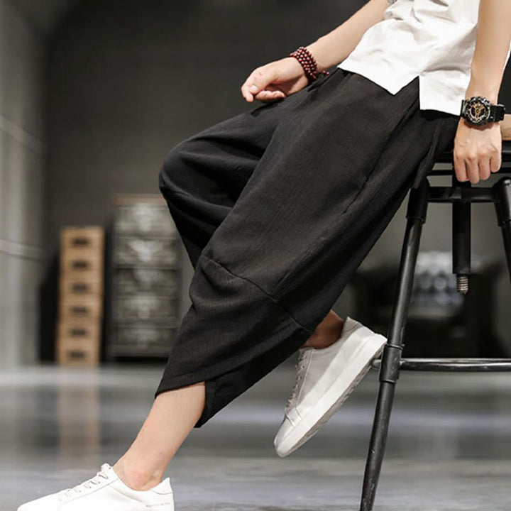 Buddha Stonesサマーソリッドメンズコットンリネンクロップドパンツ（ポケット付き） - image 29