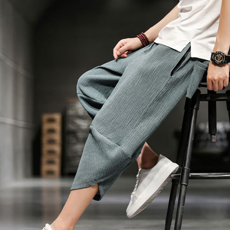 Buddha Stonesサマーソリッドメンズコットンリネンクロップドパンツ（ポケット付き） - image 13