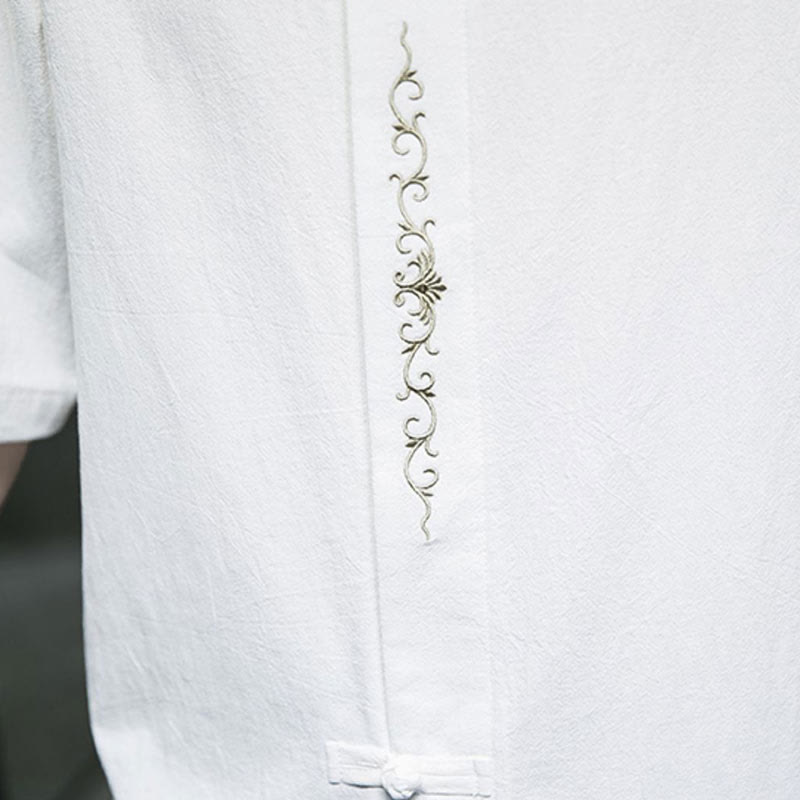 Buddha Stones無地 カエルボタン 刺繍 メンズ 半袖 コットンシャツ - image 24