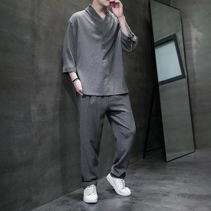 Buddha Stones無地 七分袖シャツ カジュアルパンツ 服 メンズ セット - image 20