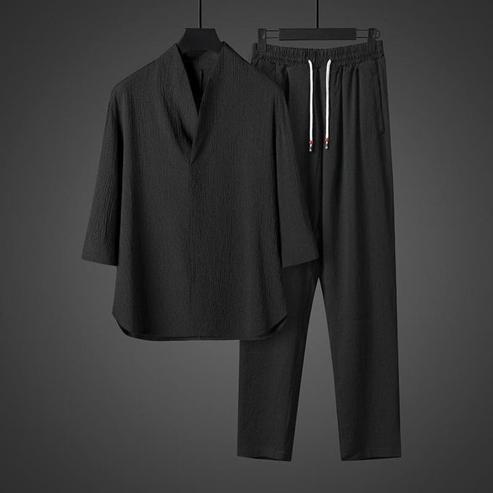 Buddha Stones無地 七分袖シャツ カジュアルパンツ 服 メンズ セット - image 11