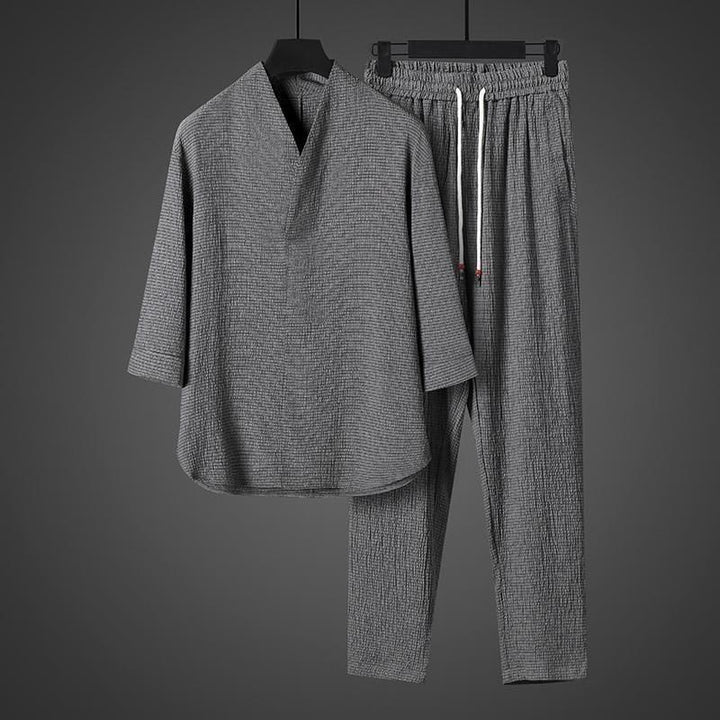 Buddha Stones無地 七分袖シャツ カジュアルパンツ 服 メンズ セット - image 23