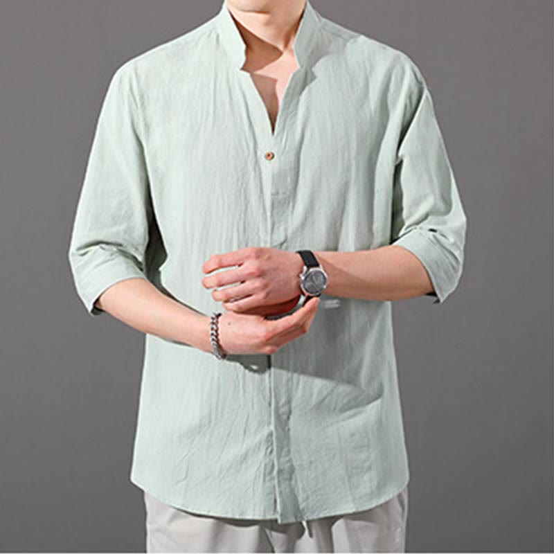 Buddha Stonesサマー メンズ ハーフスリーブ ボタン コットンシャツ - image 12