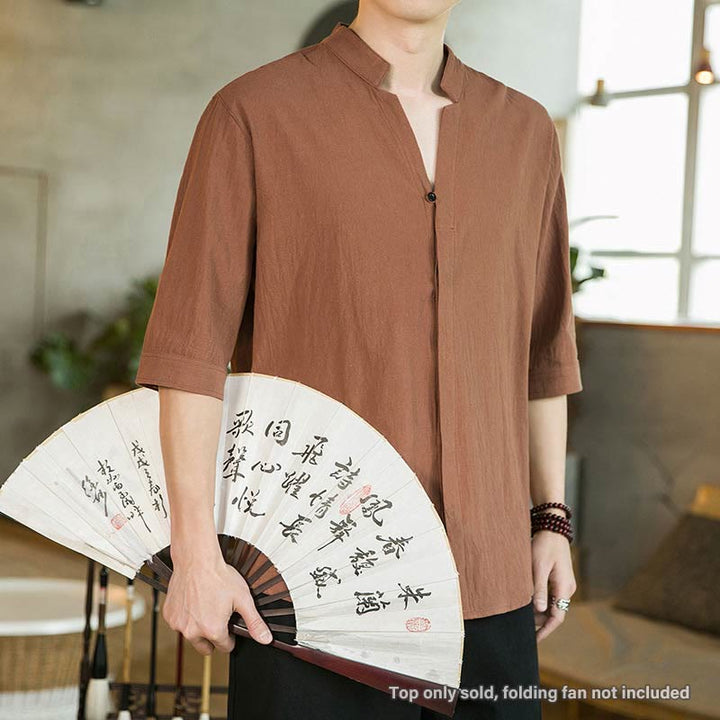 Buddha Stonesサマー メンズ ハーフスリーブ ボタン コットンシャツ - image 14