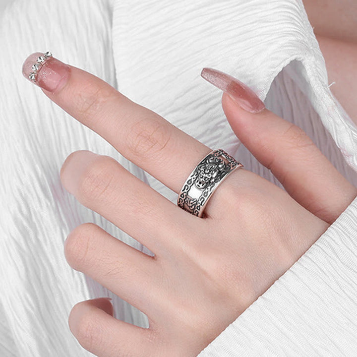 Buddha Stones925スターリングシルバー貔貅経文彫刻富貴調節可能リング - image 7