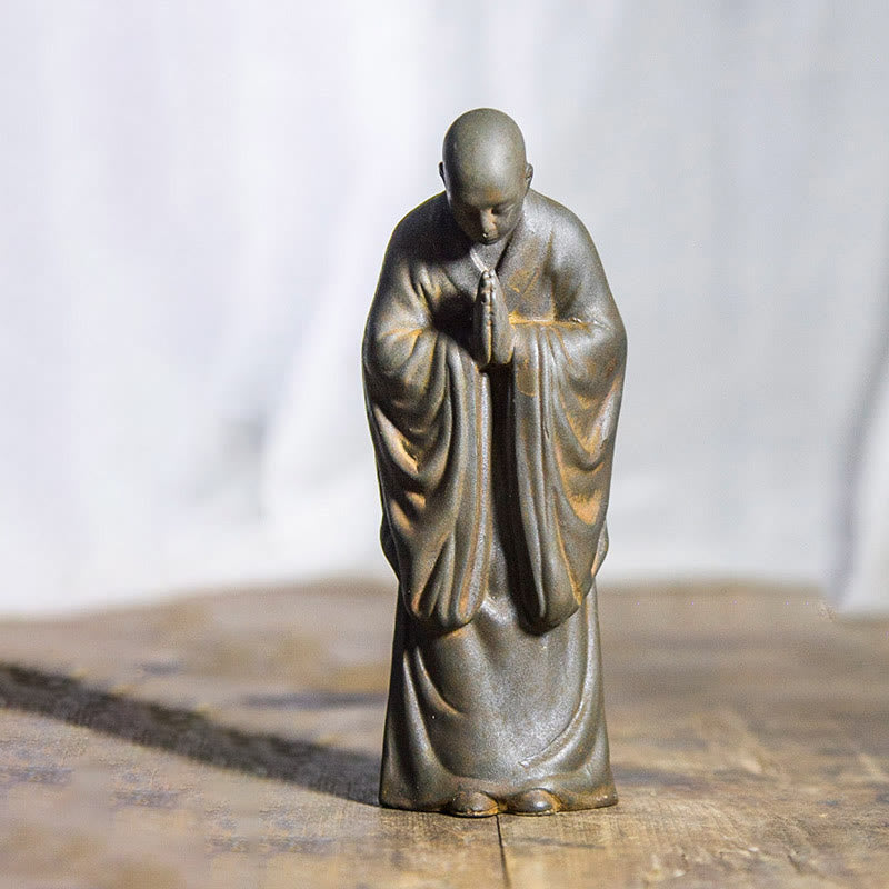 Buddha Stones祈り 僧侶 鉄粉 錆 鋳造 樹脂 像 室内装飾