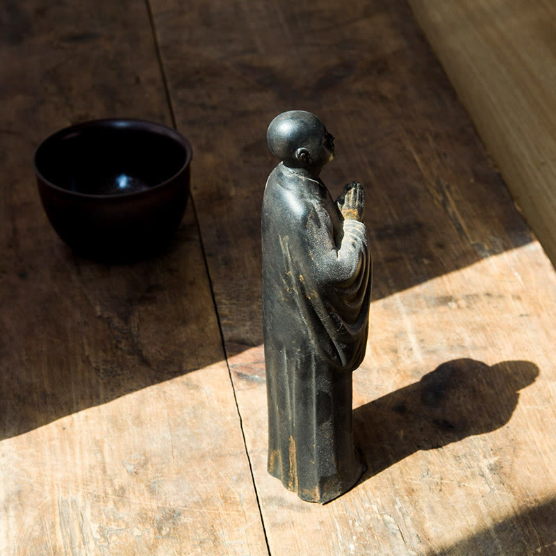 Buddha Stones祈り 僧侶 鉄粉 錆 鋳造 樹脂 像 室内装飾