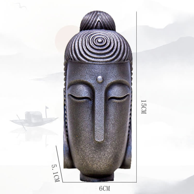 Buddha Stones目を閉じて瞑想する仏像 鉄粉錆鋳造樹脂像 室内装飾
