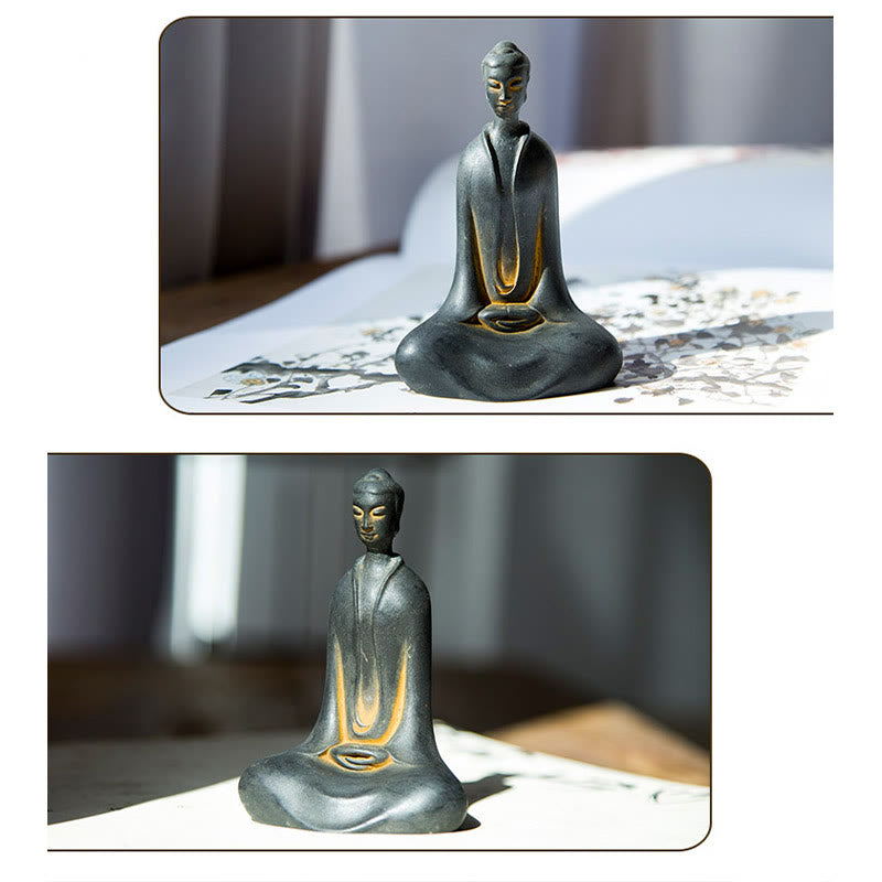 Buddha Stones手作り 釈迦牟尼仏 鉄粉 錆 鋳造 樹脂 像 家の装飾 - image 12