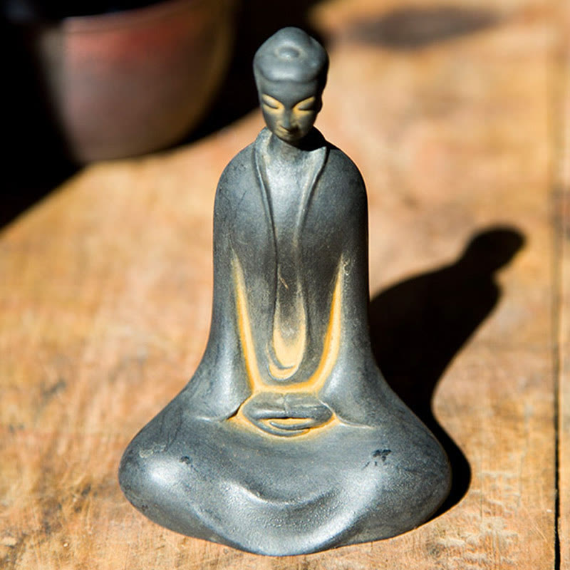 Buddha Stones手作り 釈迦牟尼仏 鉄粉 錆 鋳造 樹脂 像 家の装飾 - image 9