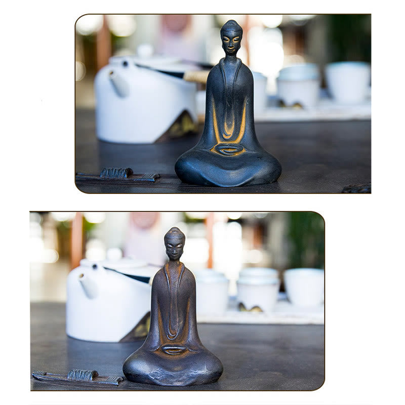 Buddha Stones手作り 釈迦牟尼仏 鉄粉 錆 鋳造 樹脂 像 家の装飾 - image 13