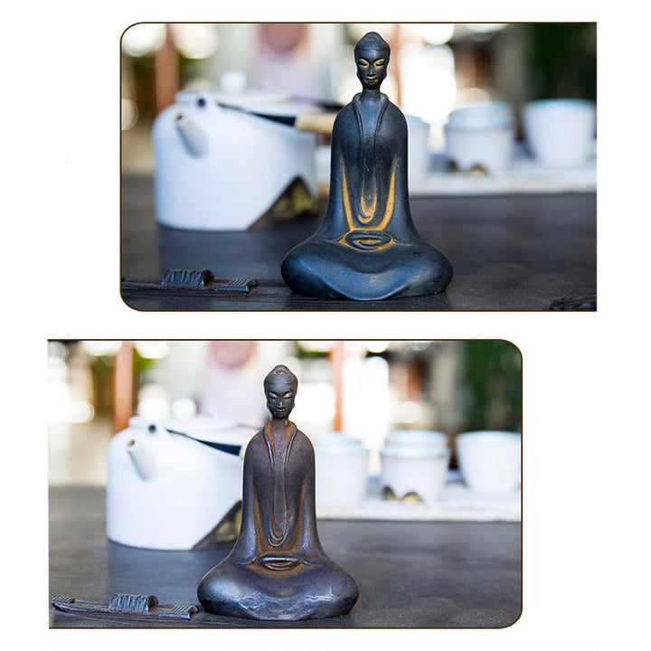 Buddha Stones手作り 釈迦牟尼仏 鉄粉 錆 鋳造 樹脂 像 家の装飾 - image 13