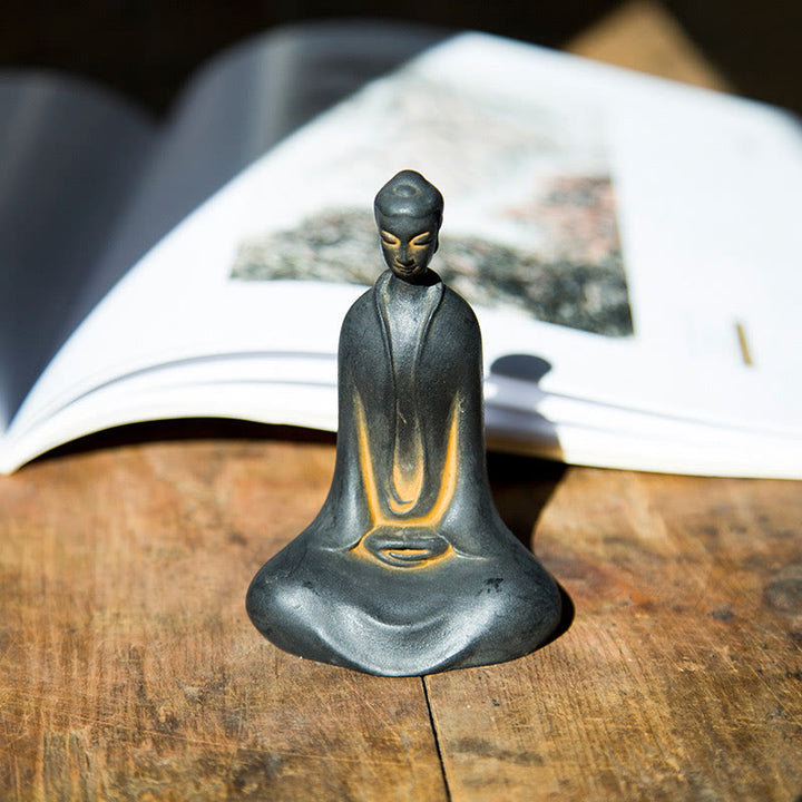 Buddha Stones手作り 釈迦牟尼仏 鉄粉 錆 鋳造 樹脂 像 家の装飾 - image 10