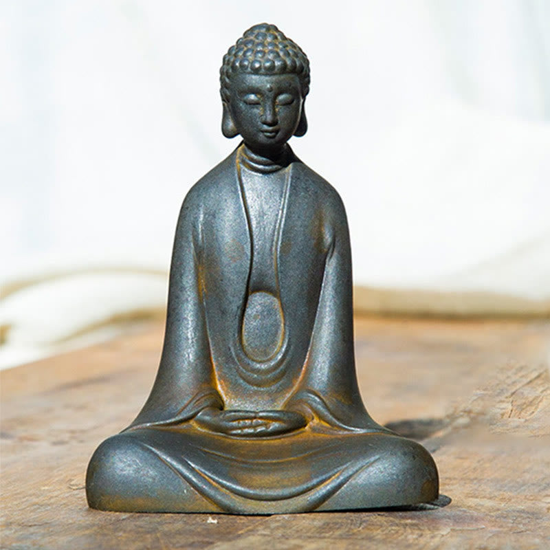 Buddha Stones手作り 瞑想 釈迦牟尼仏 鉄粉 錆 鋳造 樹脂 像 装飾